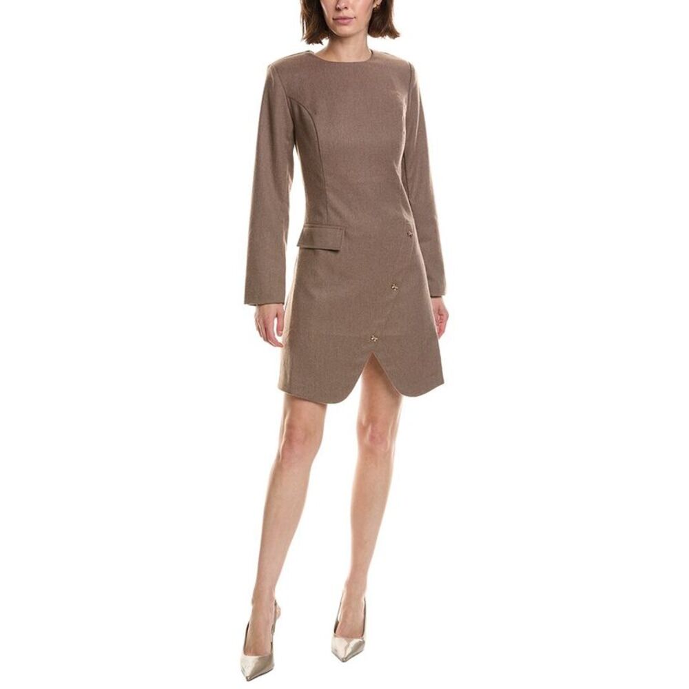 Pascale La Mode Womens Long Sleeve Wool-Blend Mini Dress, Brown